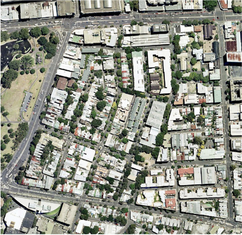An arial view of Chippendale